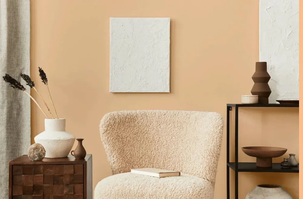 Benjamin Moore Apricot Chiffon living room interior