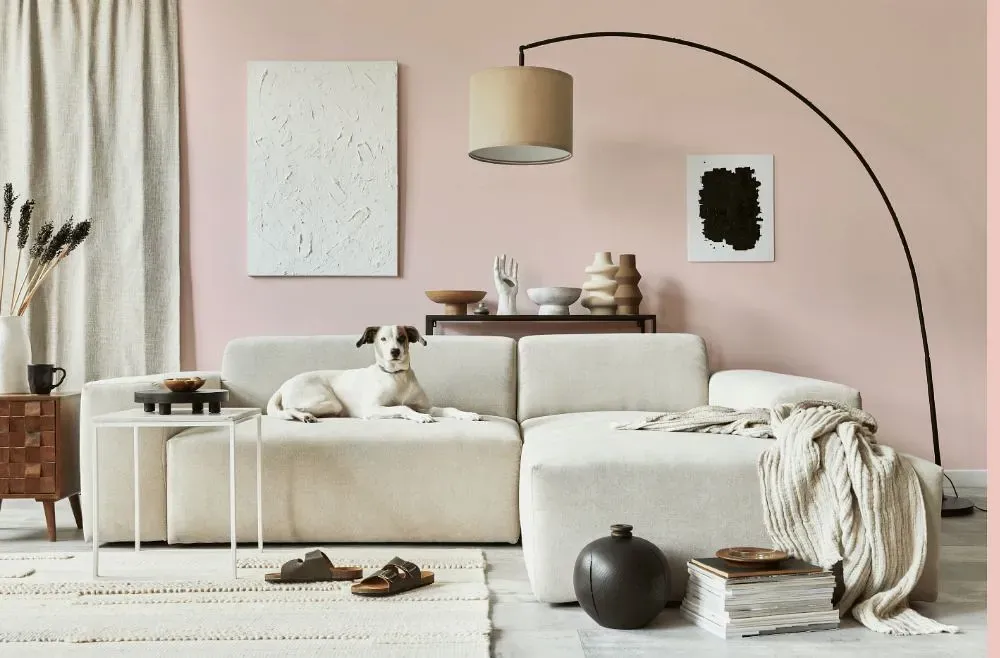 Benjamin Moore April Pink cozy living room