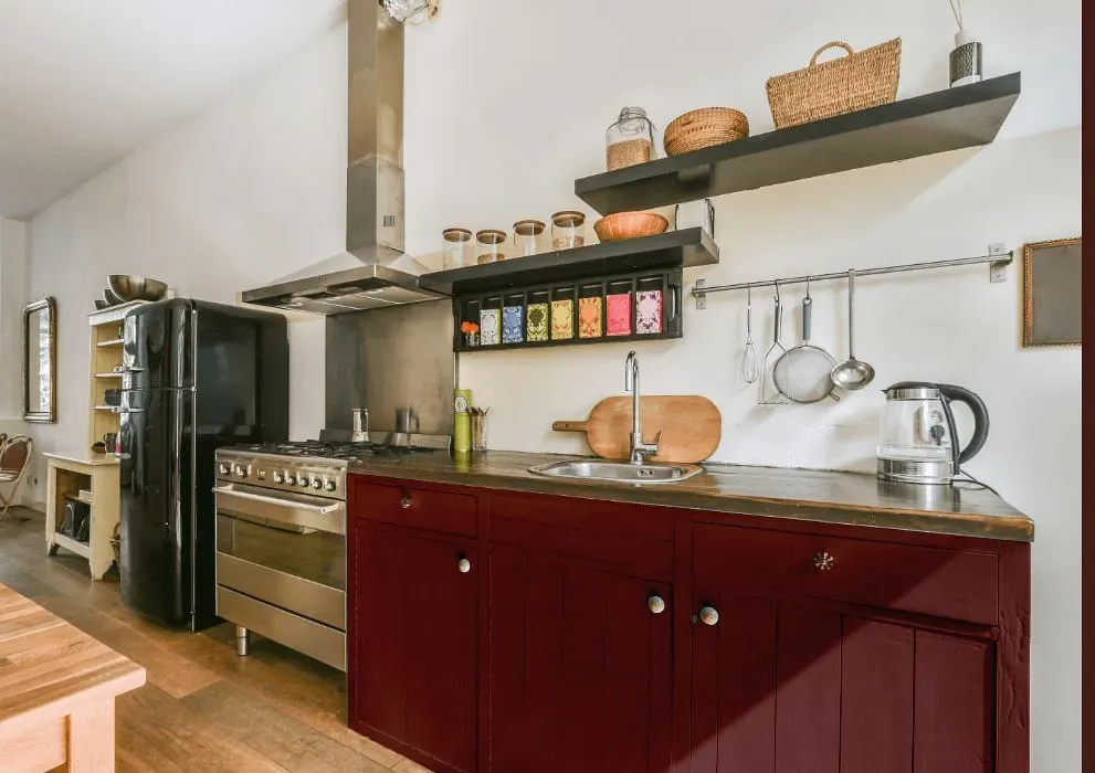 Benjamin Moore Arroyo Red kitchen cabinets