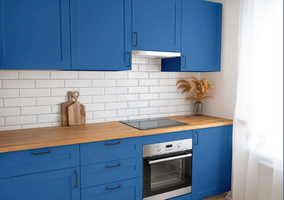 Benjamin Moore Athens Blue kitchen cabinets