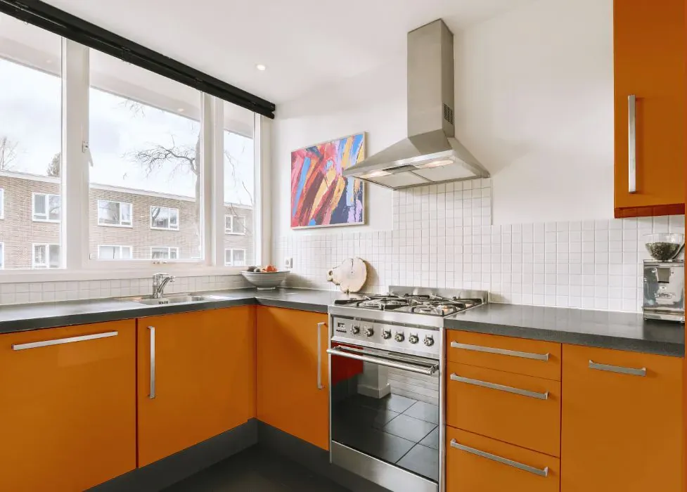 Benjamin Moore Autumn Orange kitchen cabinets