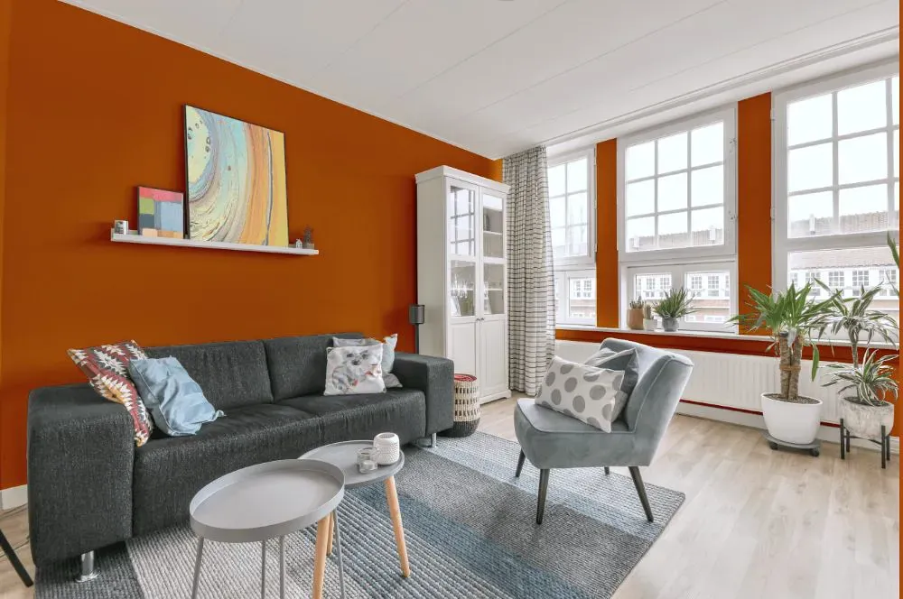 Benjamin Moore Autumn Orange living room walls