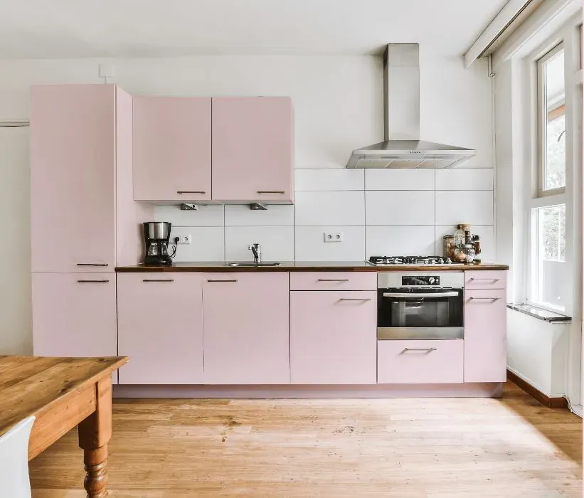 Benjamin Moore Baby Pink kitchen cabinets