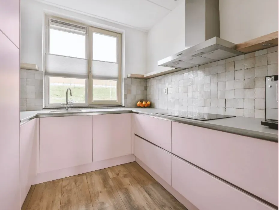 Benjamin Moore Baby Pink small kitchen cabinets