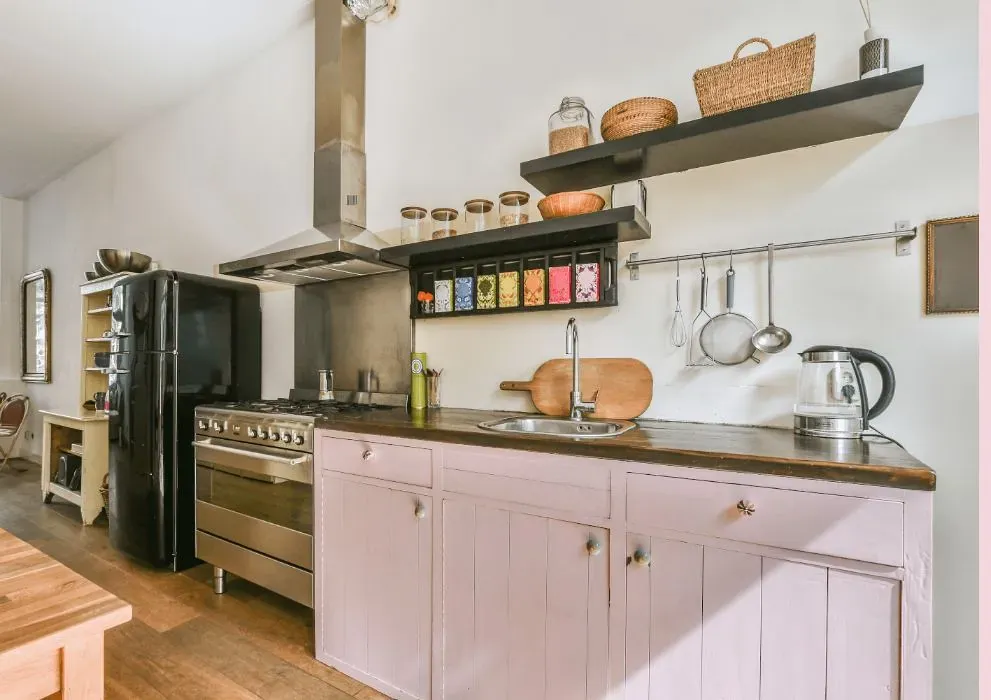 Benjamin Moore Baby Pink kitchen cabinets