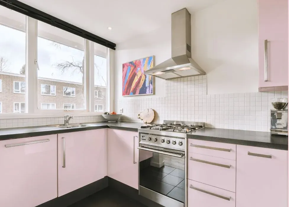 Benjamin Moore Baby Pink kitchen cabinets