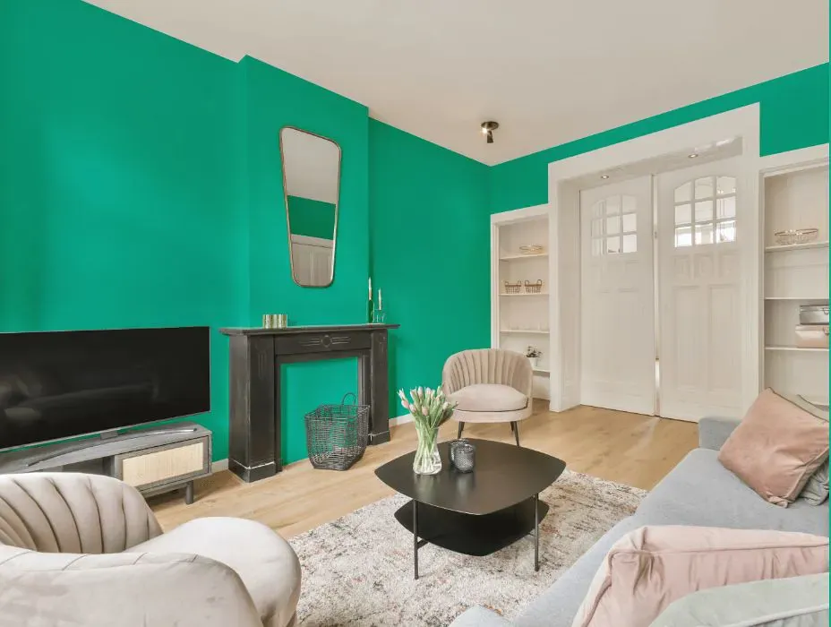 Benjamin Moore Bahama Green victorian house interior