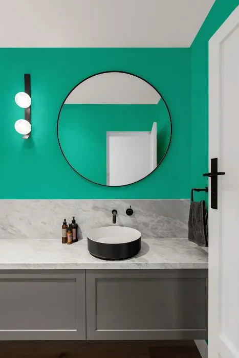 Benjamin Moore Bahama Green minimalist bathroom