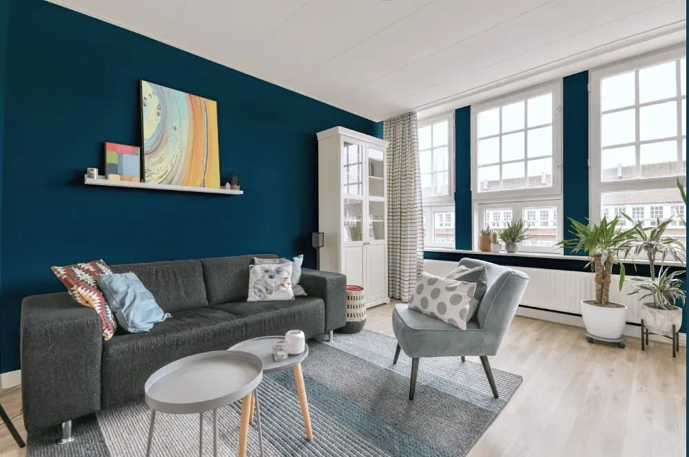 Benjamin Moore Bainbridge Blue living room walls