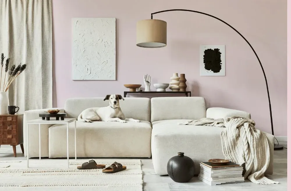 Benjamin Moore Ballerina Pink cozy living room