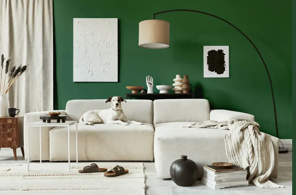 Benjamin Moore Balsam cozy living room