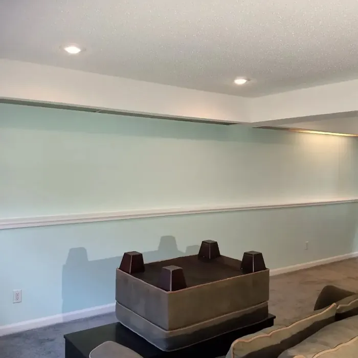 Benjamin Moore Barely Teal Living Room