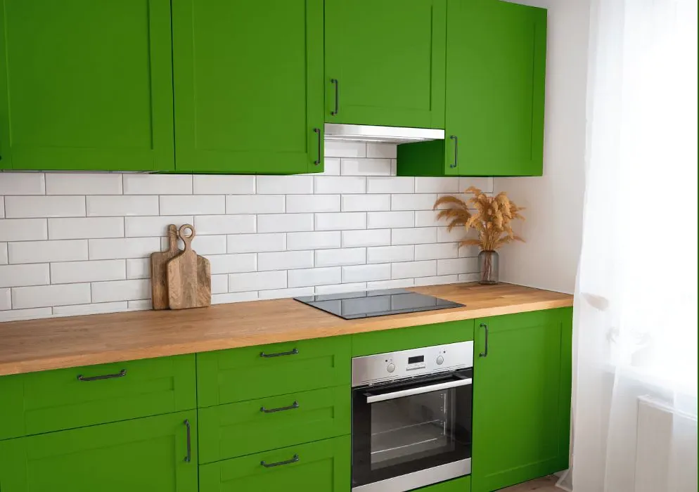 Benjamin Moore Basil Green kitchen cabinets