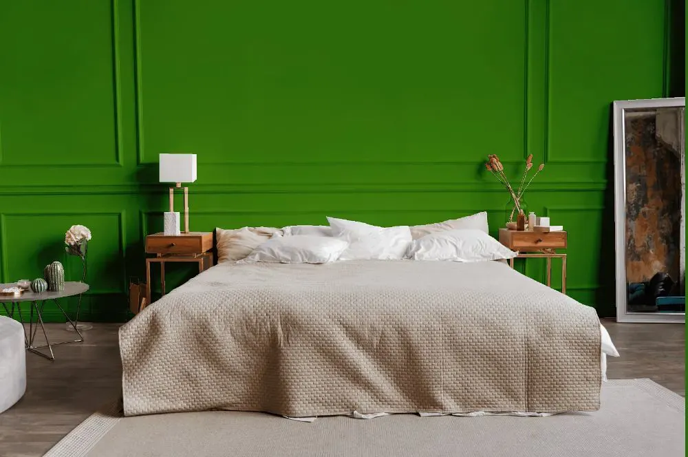 Benjamin Moore Basil Green bedroom