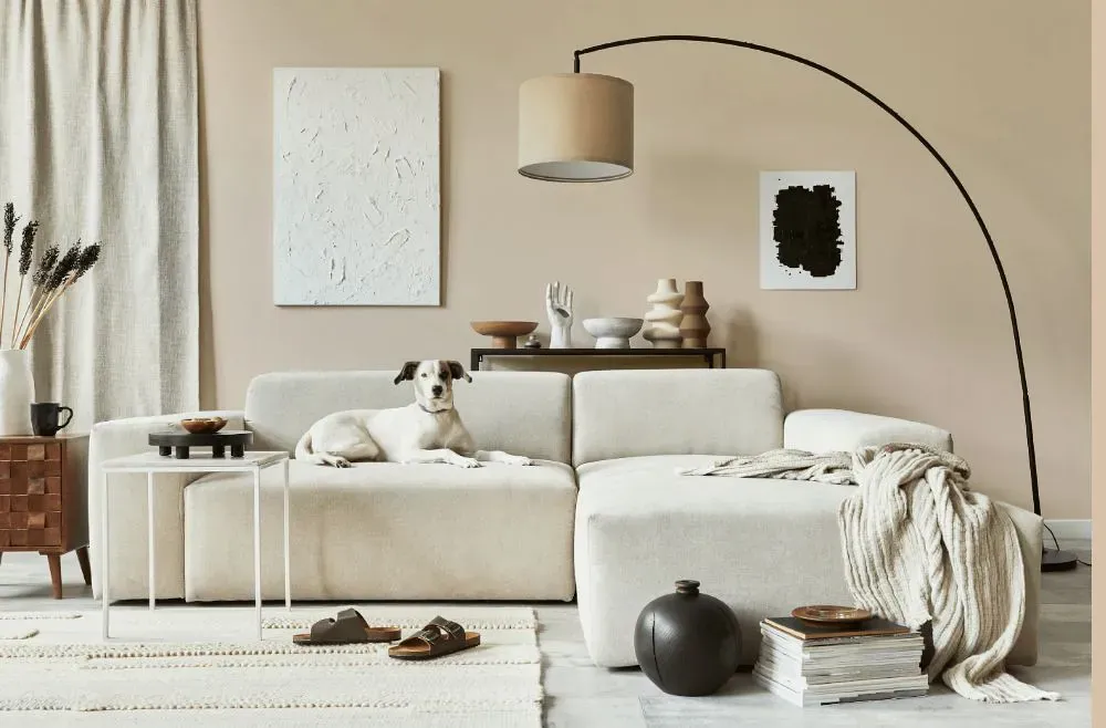 Benjamin Moore Bayshore Beige cozy living room