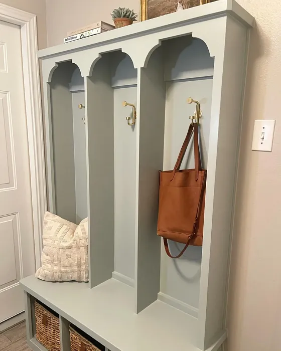 Benjamin Moore Beach Glass painted cabinets picture