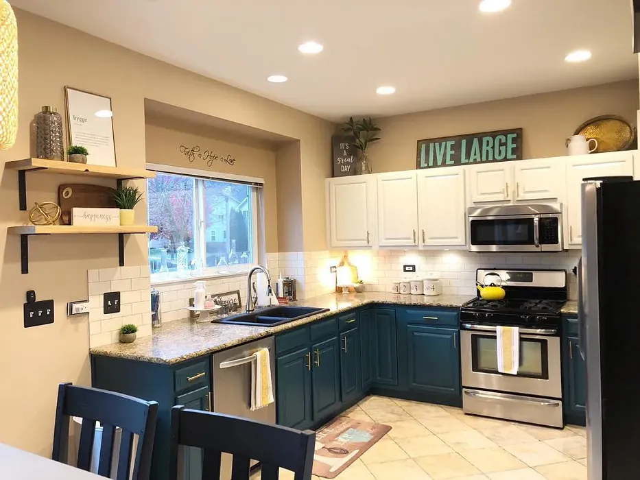 Benjamin Moore Beau Green kitchen cabinets paint