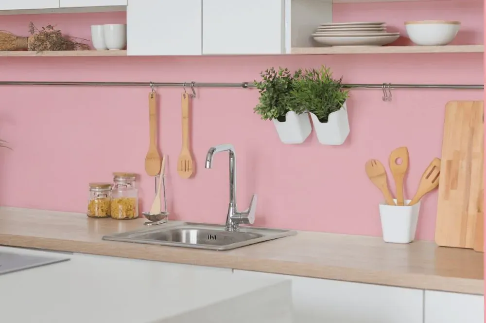 Benjamin Moore Bed of Roses kitchen backsplash