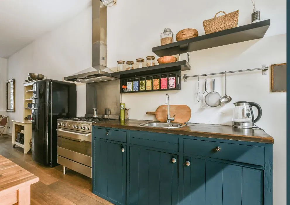 Benjamin Moore Bella Blue kitchen cabinets