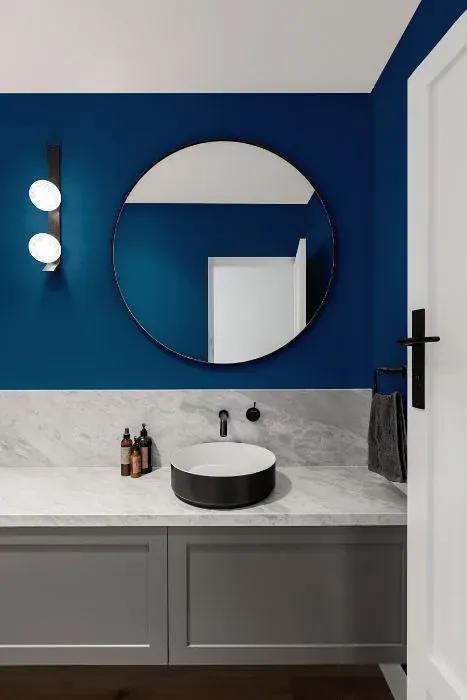 Benjamin Moore Bermuda Blue minimalist bathroom