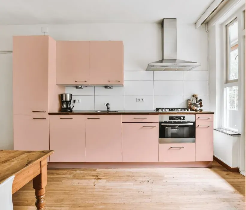 Benjamin Moore Bermuda Pink kitchen cabinets