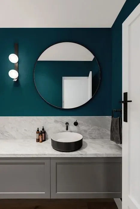 Benjamin Moore Bermuda Turquoise minimalist bathroom