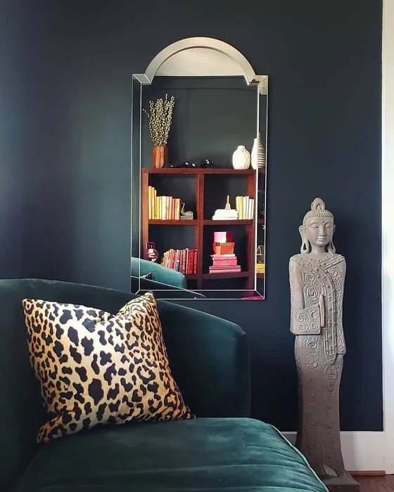 Benjamin Moore Black Forest Green eclectic living room color