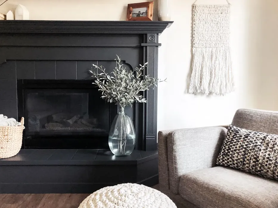 Benjamin Moore Blacktop painted fireplace 