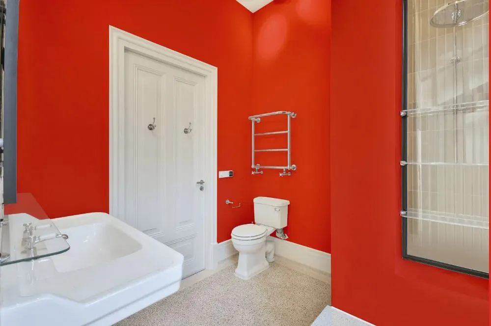 Benjamin Moore Blazing Orange bathroom