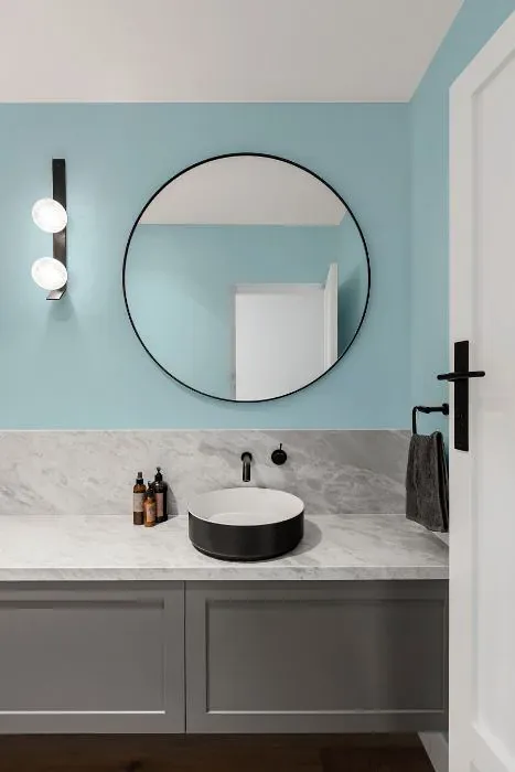 Benjamin Moore Blue Allure minimalist bathroom