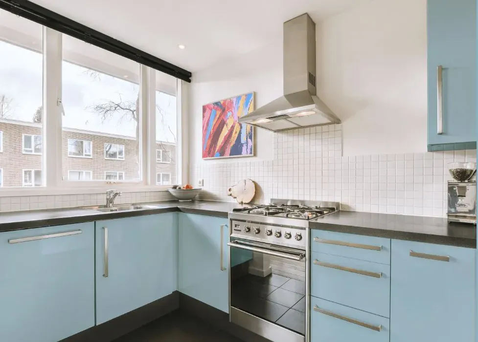 Benjamin Moore Blue Bay Marina kitchen cabinets