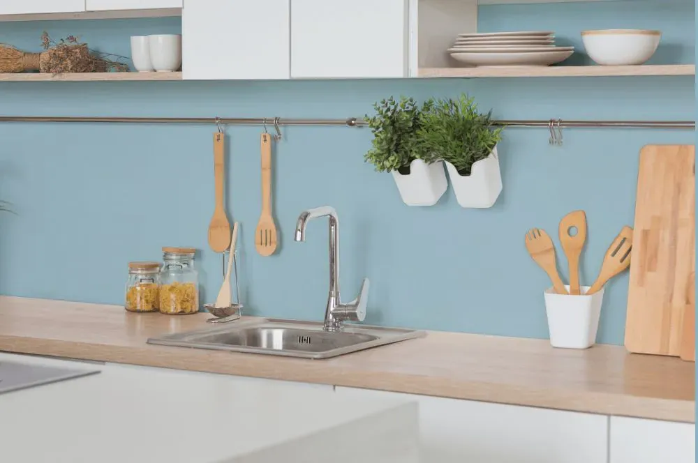 Benjamin Moore Blue Bay Marina kitchen backsplash