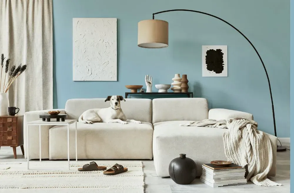 Benjamin Moore Blue Bay Marina cozy living room