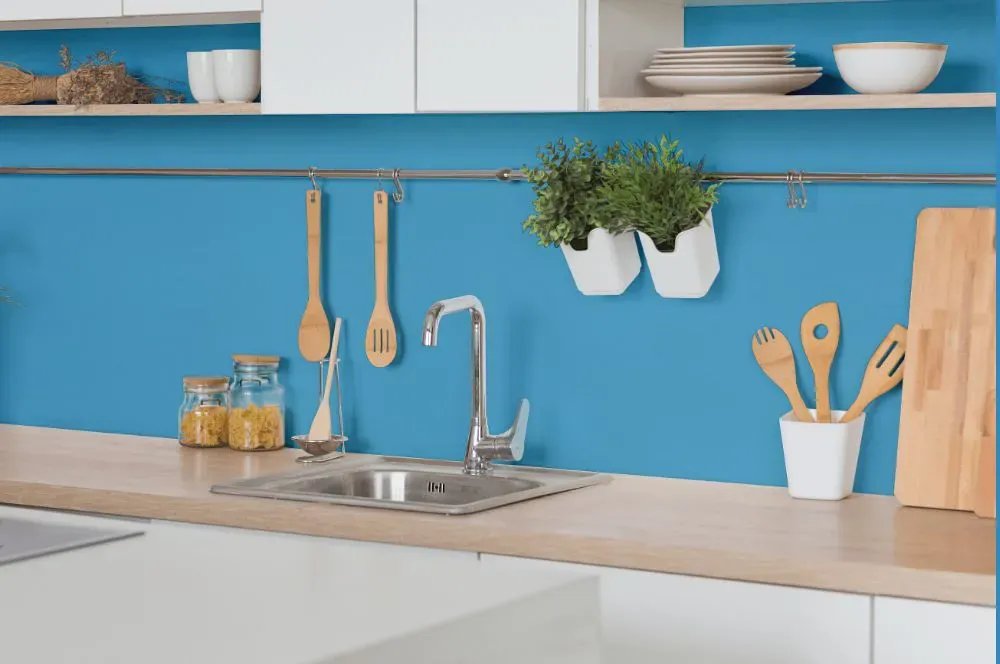 Benjamin Moore Blue Belle Island kitchen backsplash