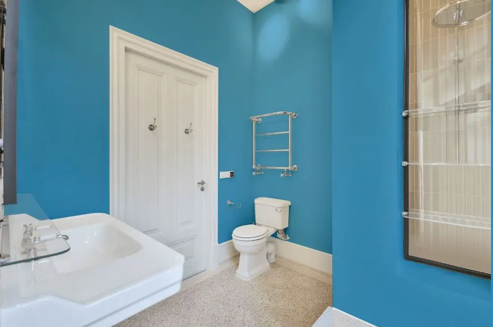 Benjamin Moore Blue Belle Island bathroom