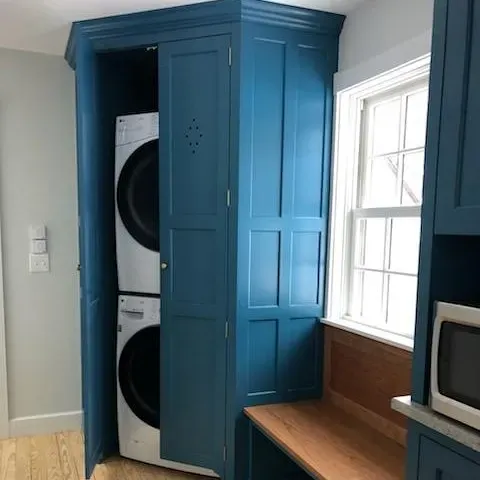 Benjamin Moore Blue Danube kitchen cabinets color