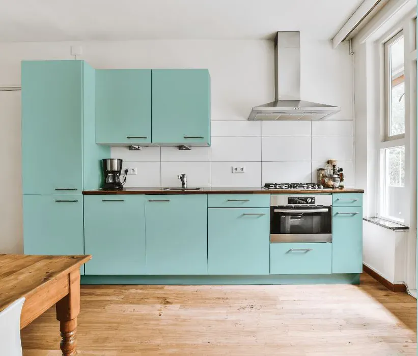 Benjamin Moore Blue Diamond kitchen cabinets