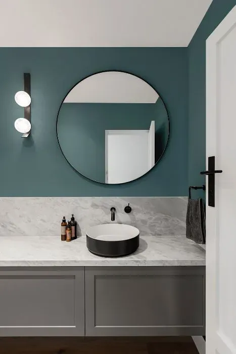 Benjamin Moore Blue Echo minimalist bathroom