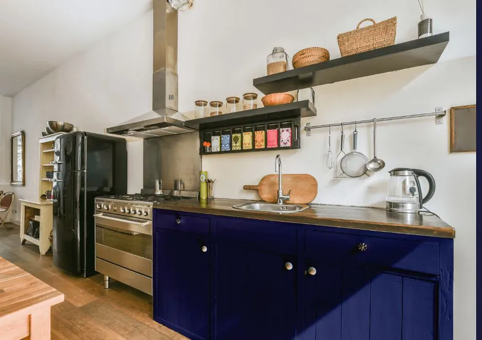 Benjamin Moore Blue Grotto kitchen cabinets
