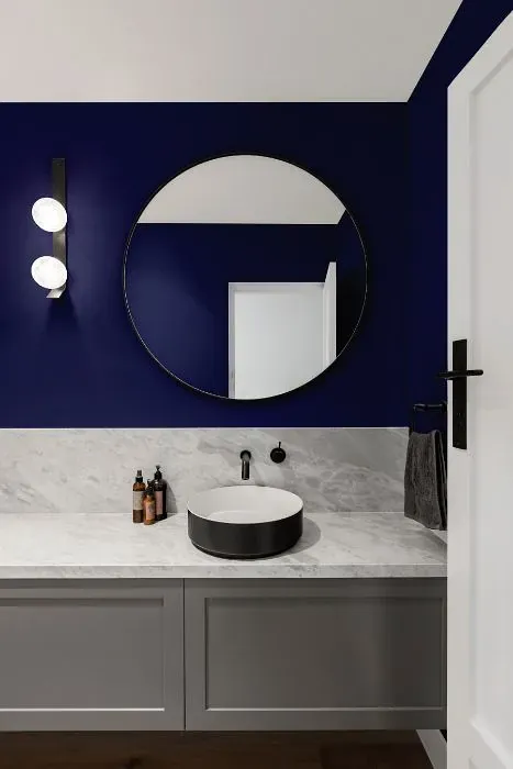 Benjamin Moore Blue Grotto minimalist bathroom