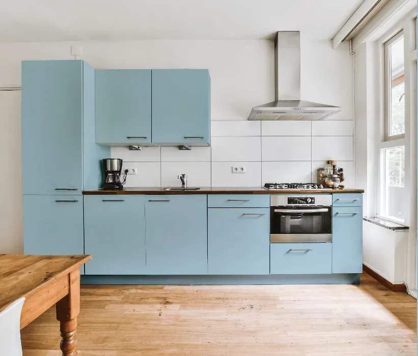 Benjamin Moore Blue Hydrangea kitchen cabinets