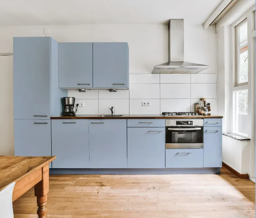 Benjamin Moore Blue Ice kitchen cabinets