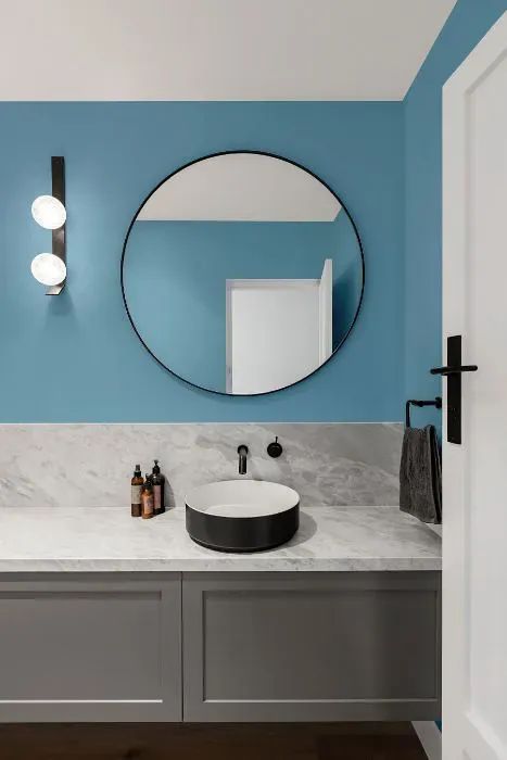 Benjamin Moore Blue Jean minimalist bathroom