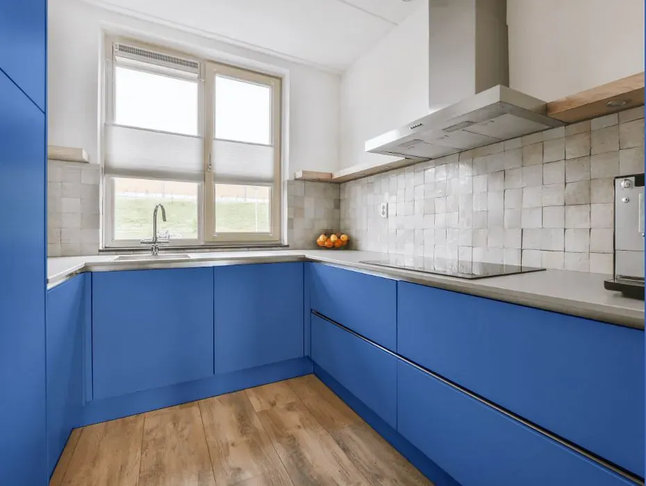 Benjamin Moore Blue Lapis small kitchen cabinets