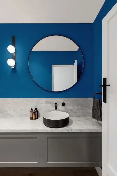 Benjamin Moore Blue Macaw minimalist bathroom