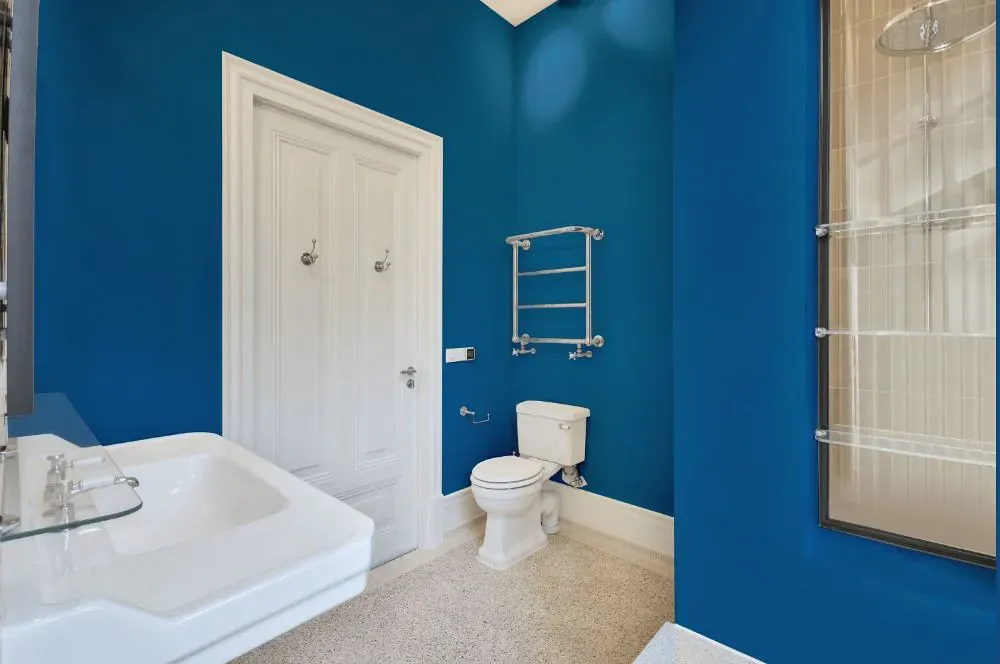 Benjamin Moore Blue Macaw bathroom