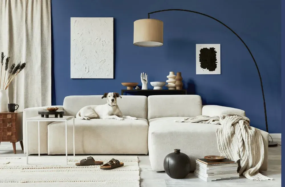 Benjamin Moore Blue Nova cozy living room