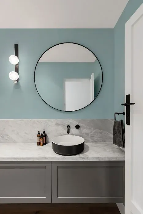 Benjamin Moore Blue Porcelain minimalist bathroom