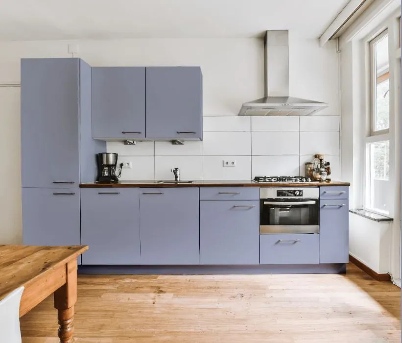 Benjamin Moore Blue Viola kitchen cabinets