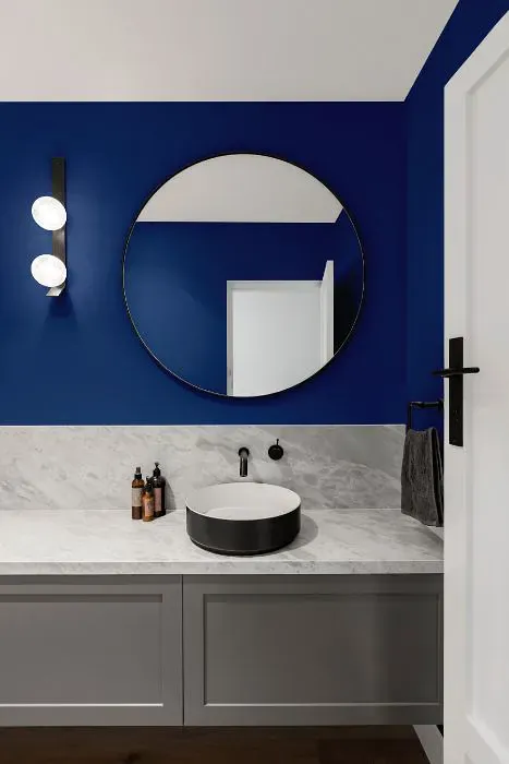 Benjamin Moore Blueberry Hill minimalist bathroom